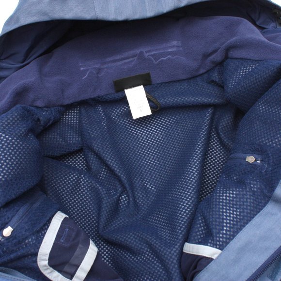 Patagonia Men's Outdoor Rain Jacket Large Blue Mesh Lined with Removable Hood - Picture 7 of 9